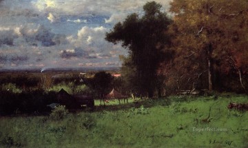 George Inness Painting - A Breezy Autumn Tonalist George Inness